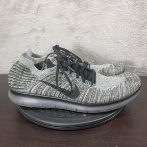 Nike Free Mens Sz 14 RN Flyknit Gray Black Lace Up Running Athletic Shoes